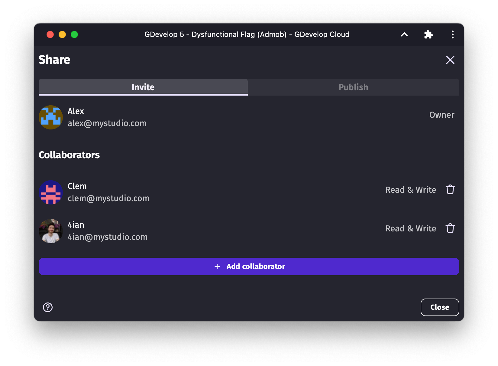 Share dialog
